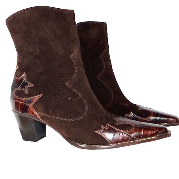 Paul Green Chocolate Brown Handmade Western Boots - 5.5 - Picture 1 of 9